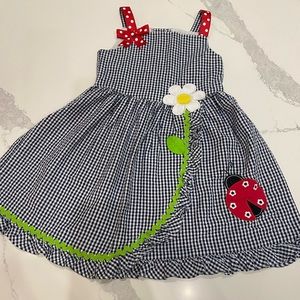 Girls Gingham ladybug daisy dress